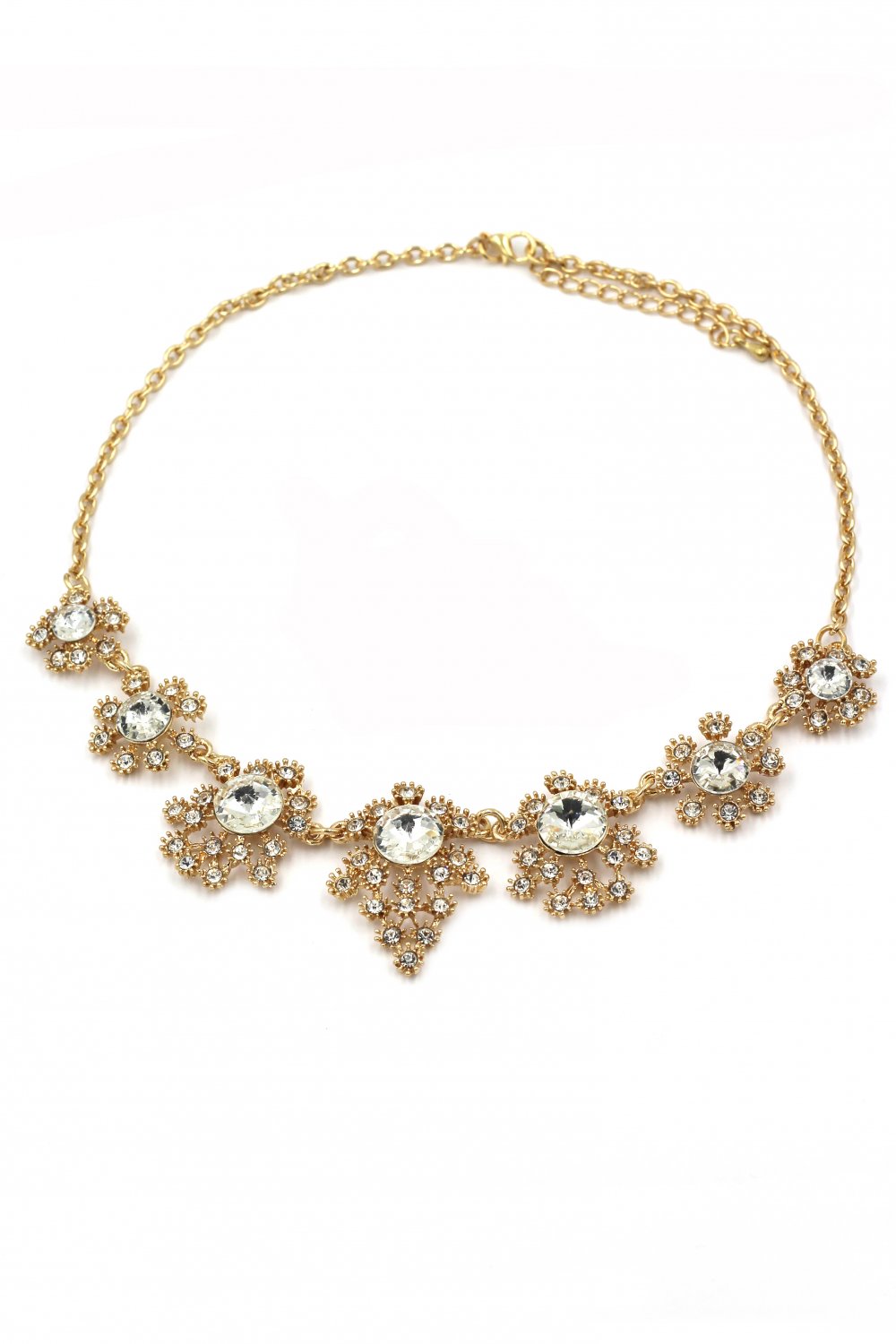 Noble flower crystal gold necklace
