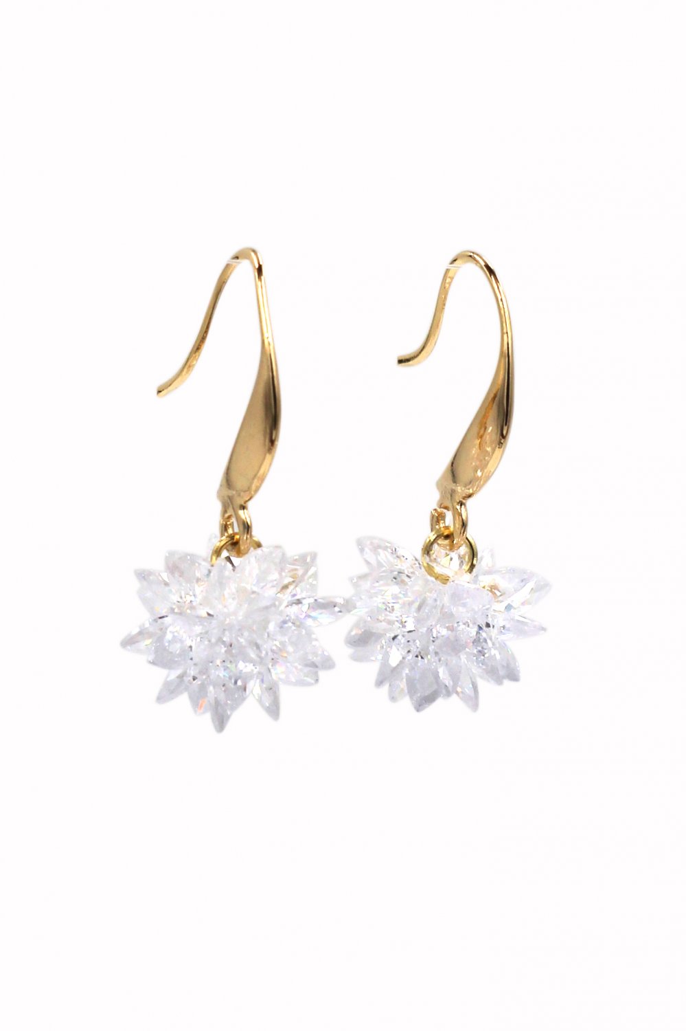 Sparkling snowflake crystal gold earrings