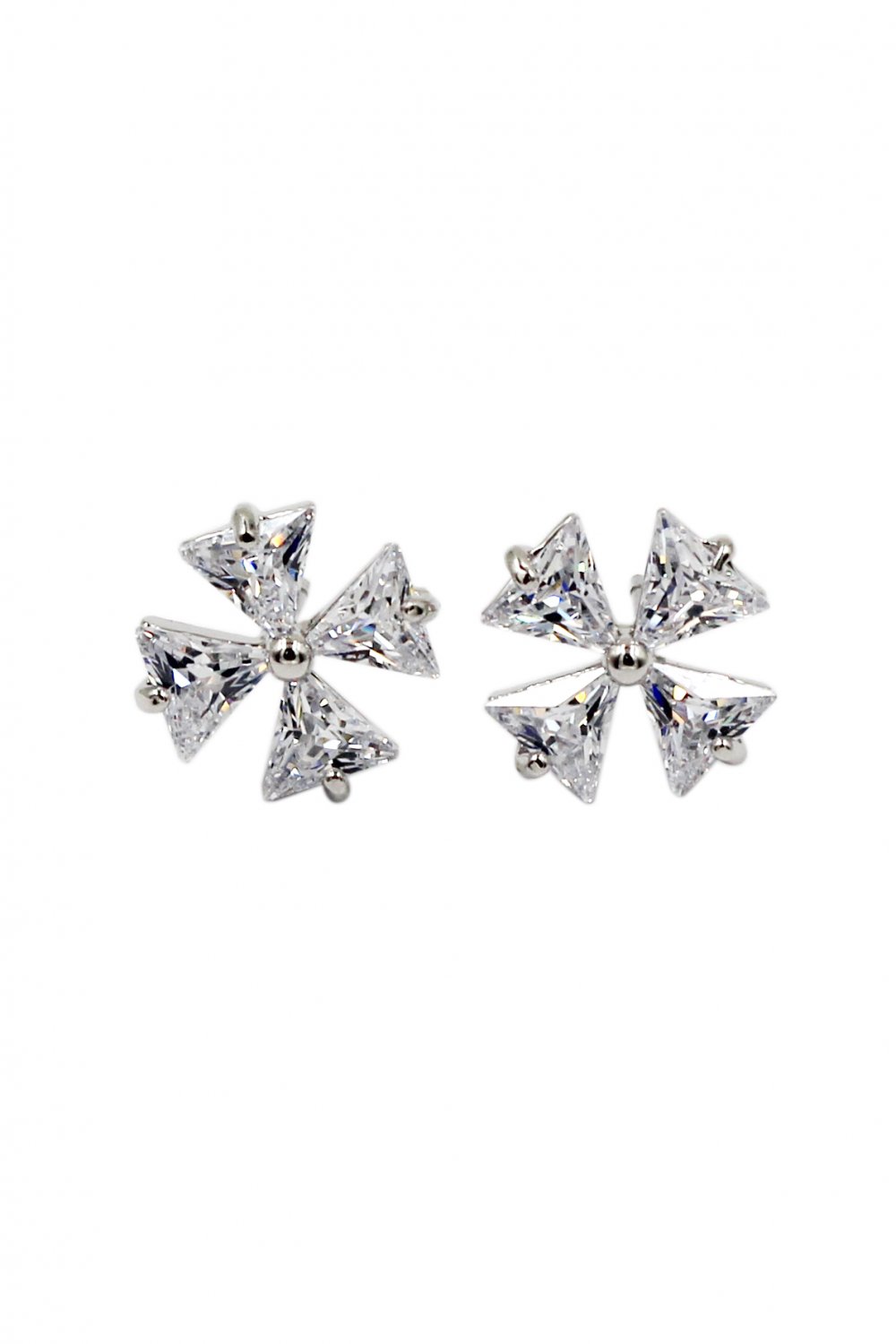 Mini windmill crystal silver earrings