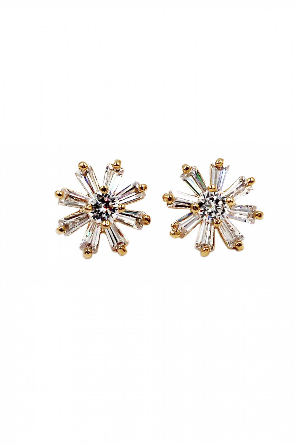 Delicate mini crystal gold earrings
