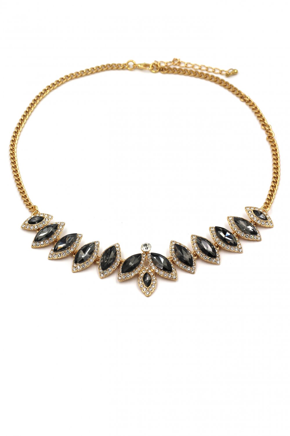 Fashion crystal groats golden black necklace