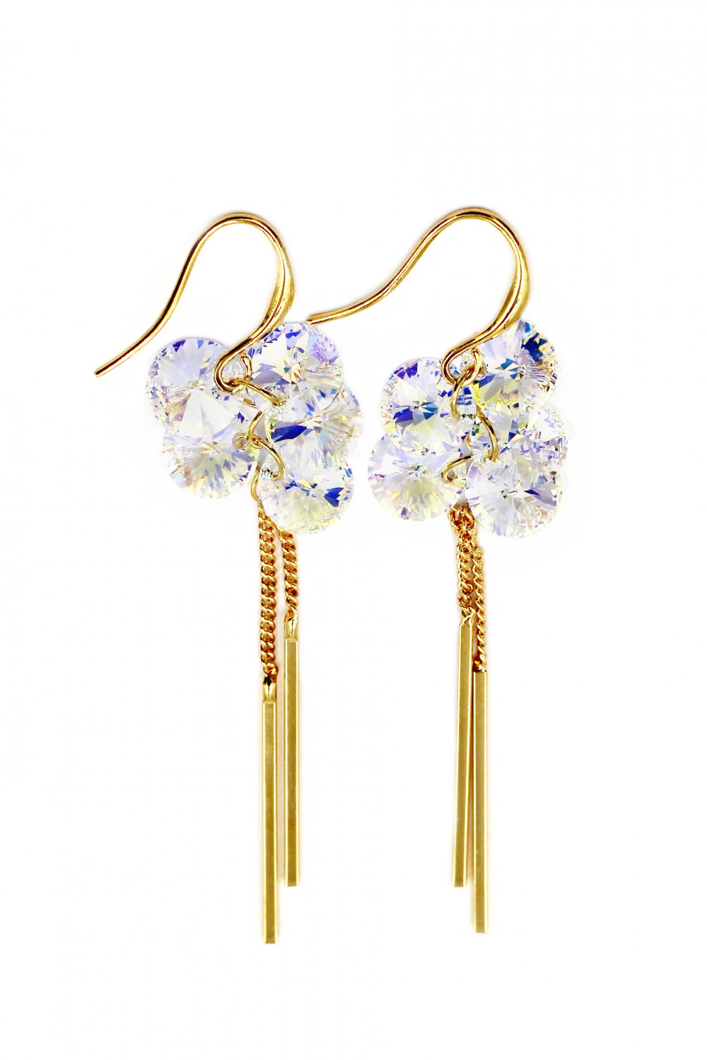 Elegant tassel ceystal gold earrings