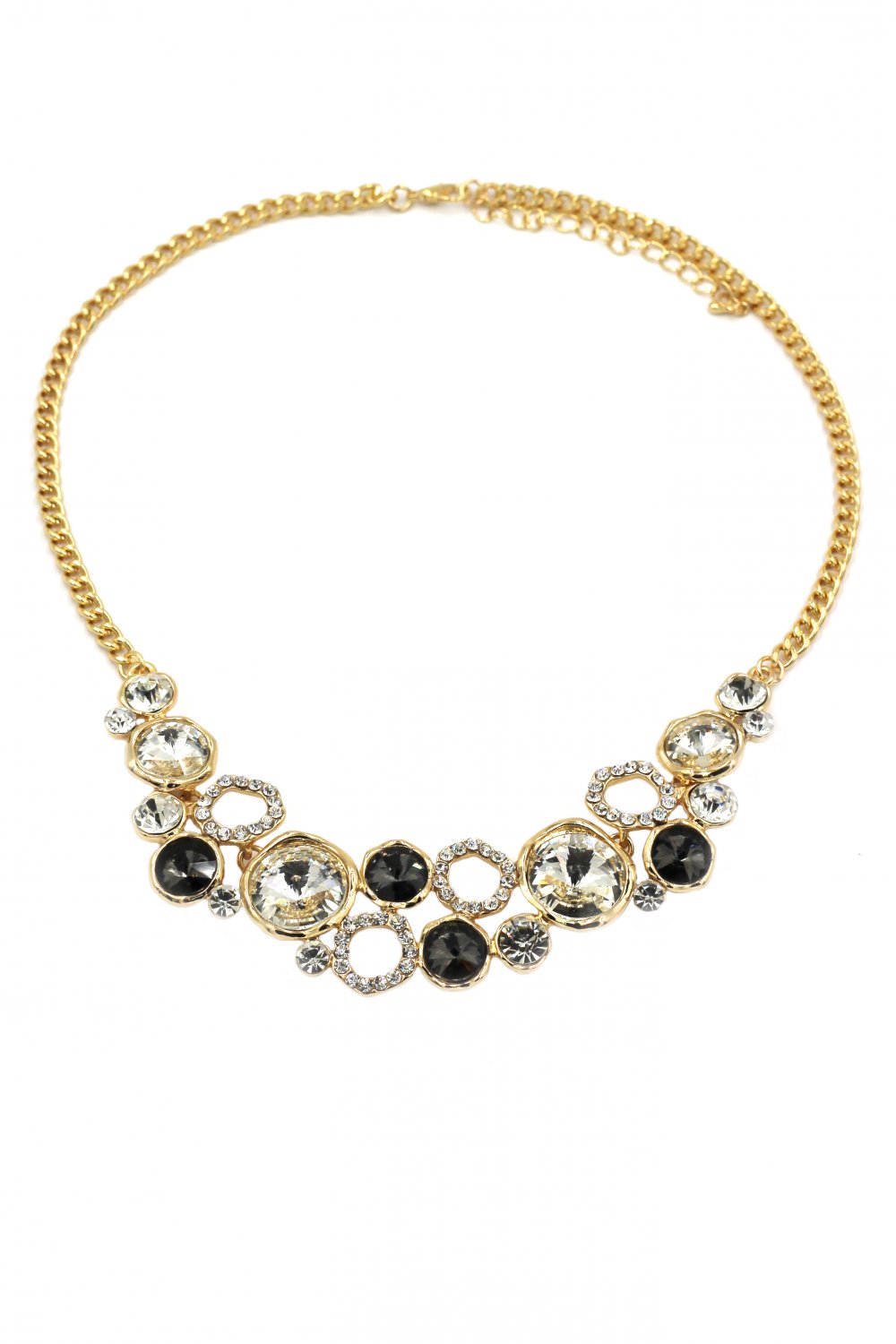 Fashion laps black crystal gold necklace