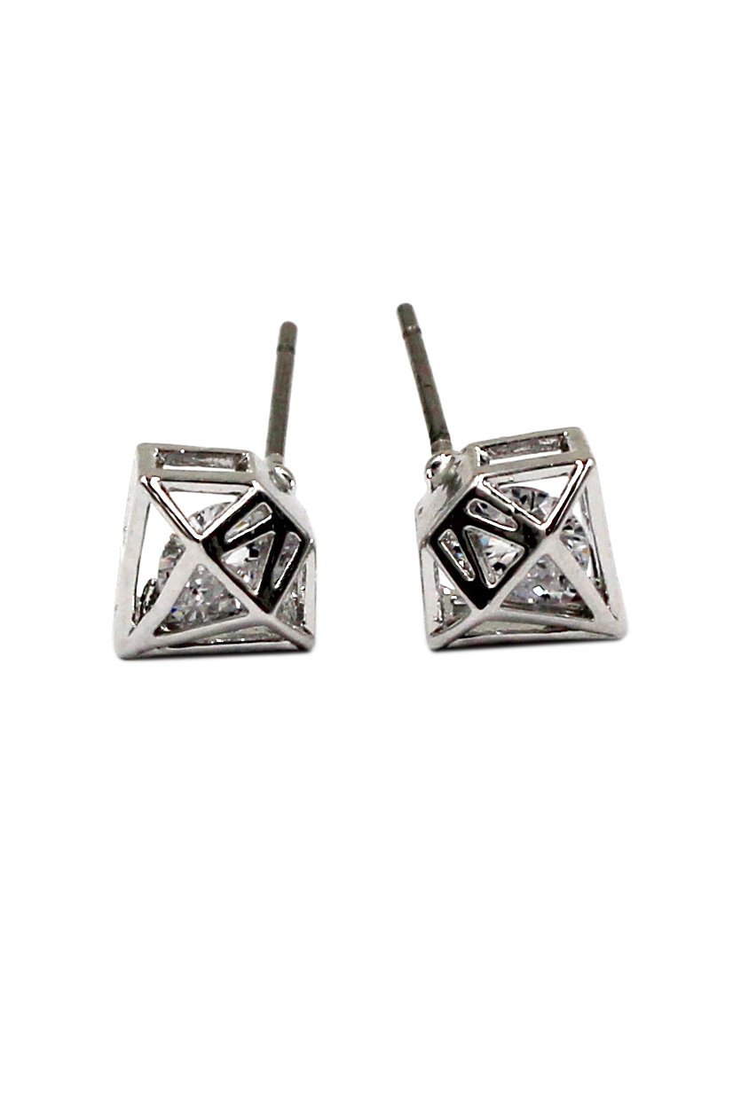 Mini triangle stud silver earrings