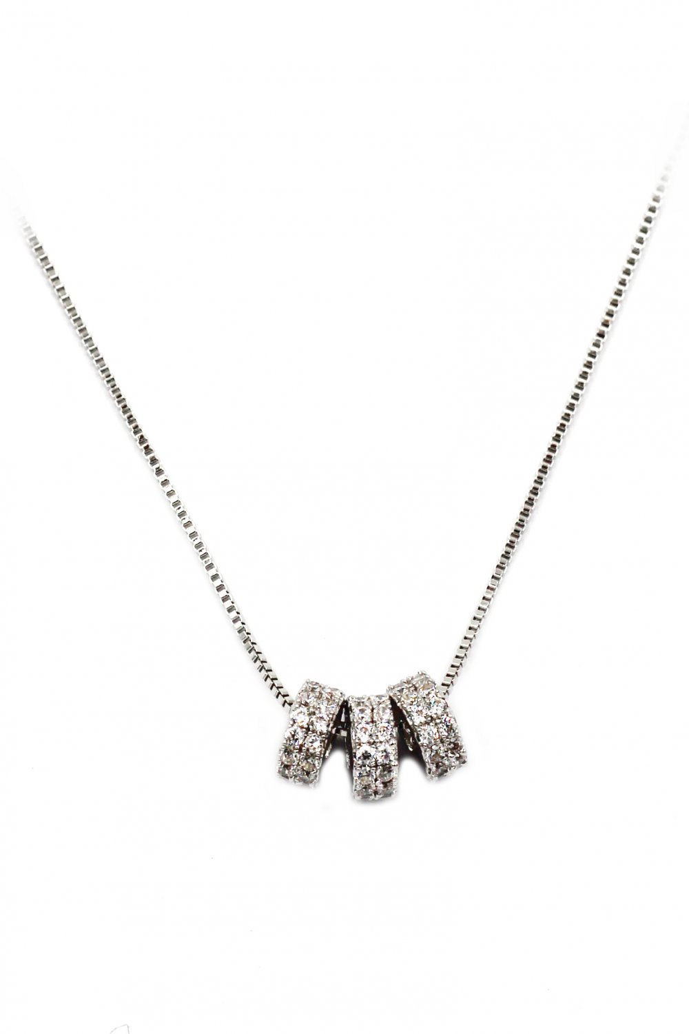 Elegant crystal mini circle clavicle silver necklace