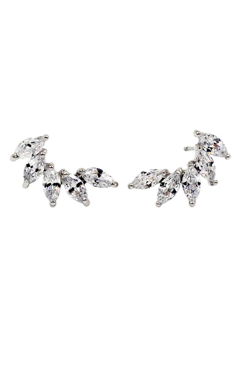 Delicate crystal silver earrings