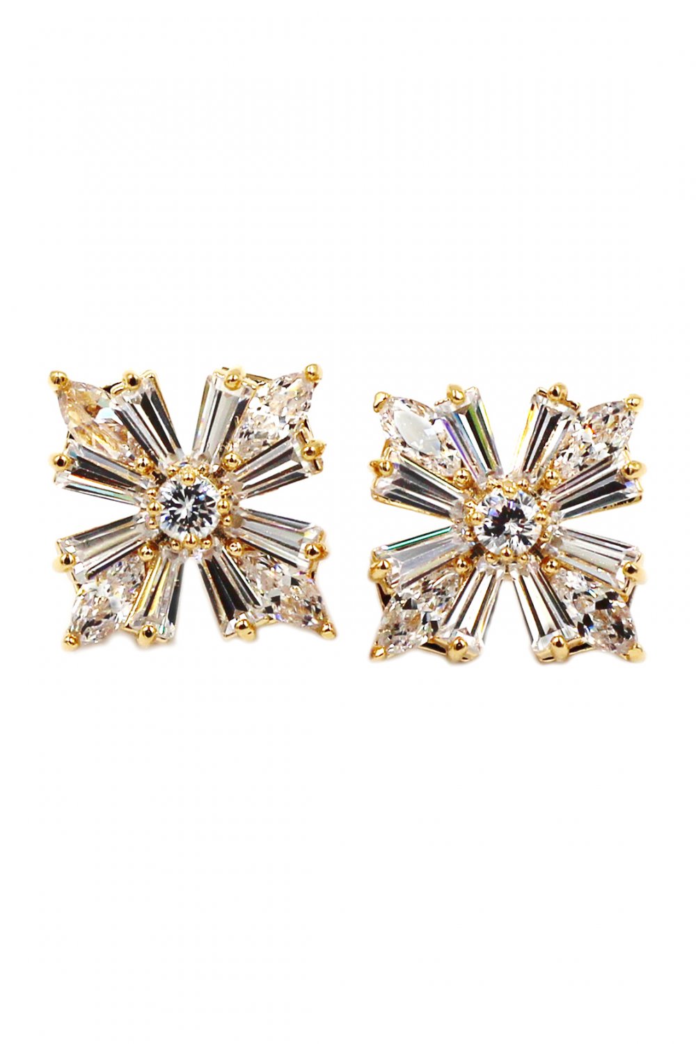 Bright crystal gold earrings