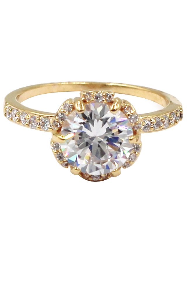 Fashion daisy crystal gold ring