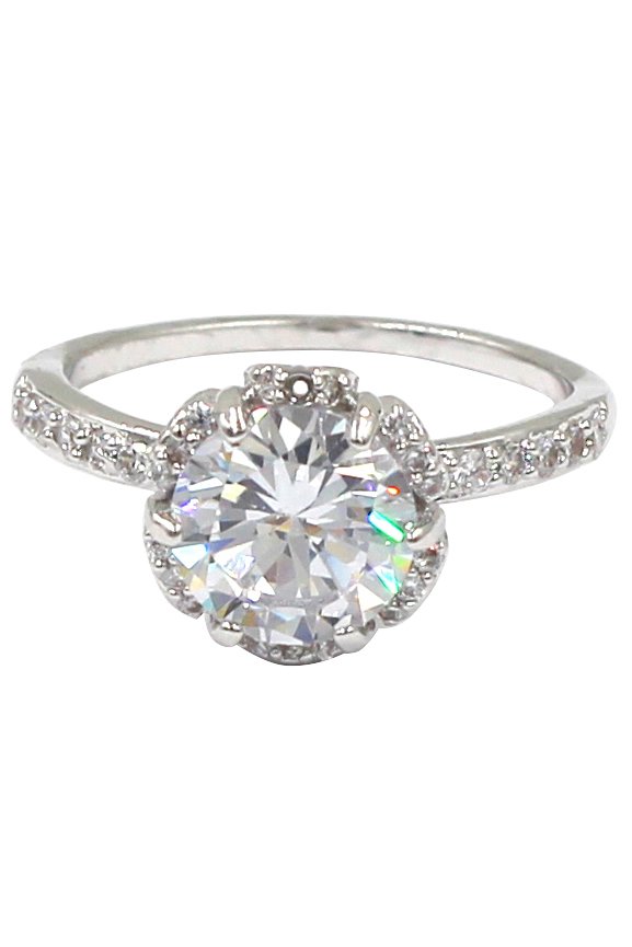 Fashion daisy crystal silver ring