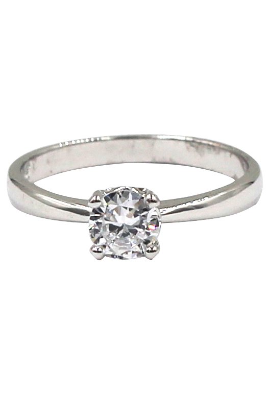 Simple small crystal four-claw ring