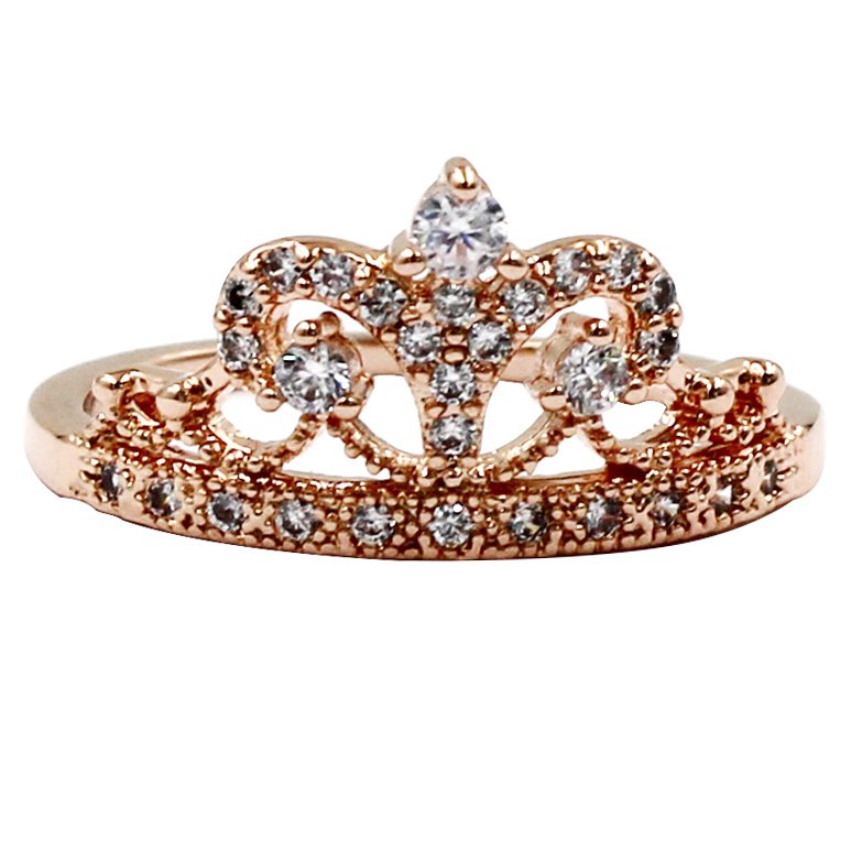 Small crowne crystal rose gold ring
