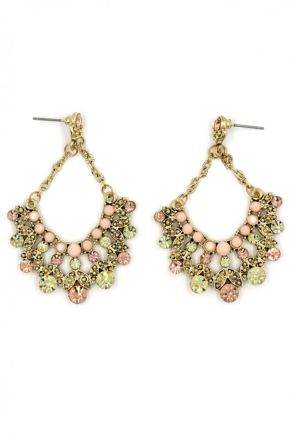 Elegant crystal pendant gold earrings