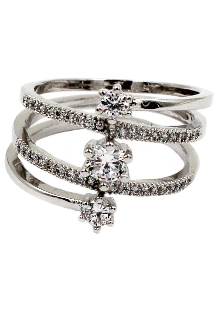 Fashion surround silver crystal ring