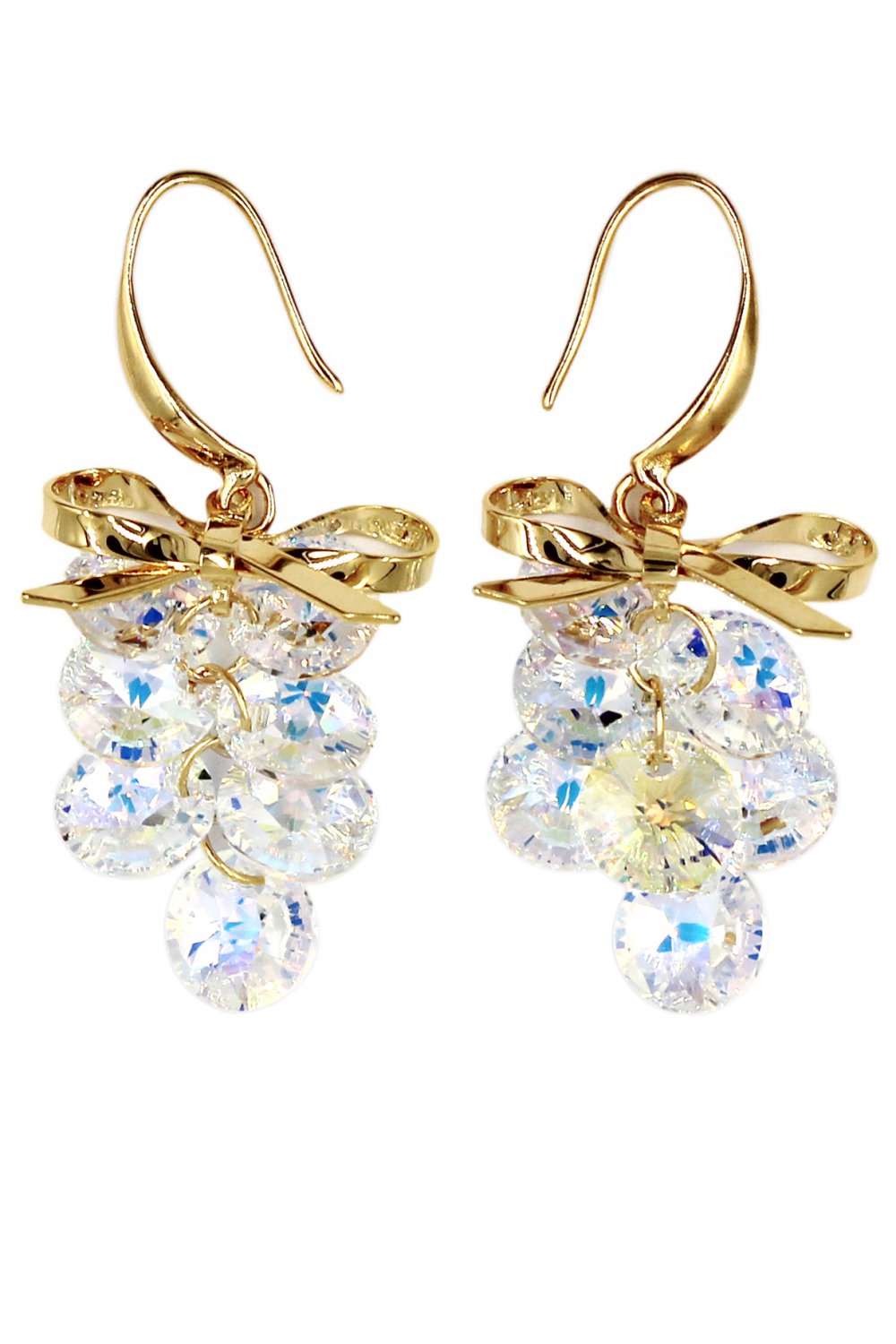 Fashion bowknot qualities crystal gold earrings