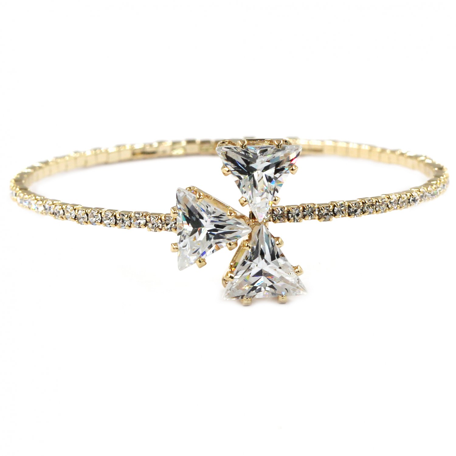Shining triangle crystal gold bracelet