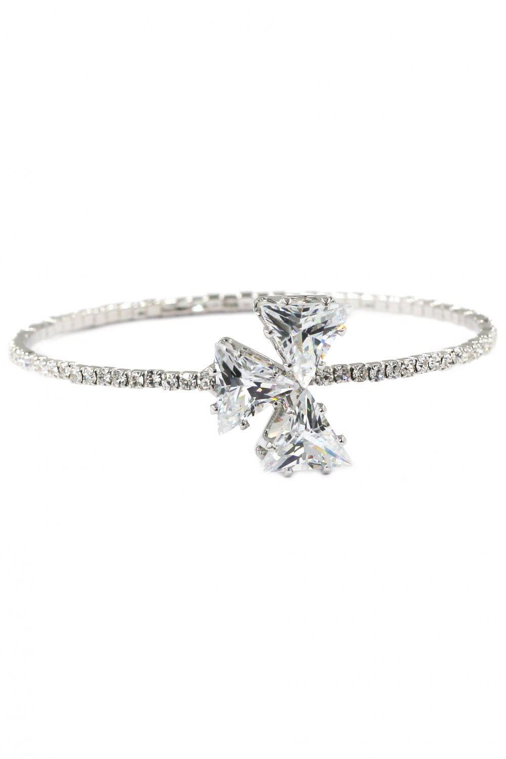 Shining triangle crystal silver bracelet