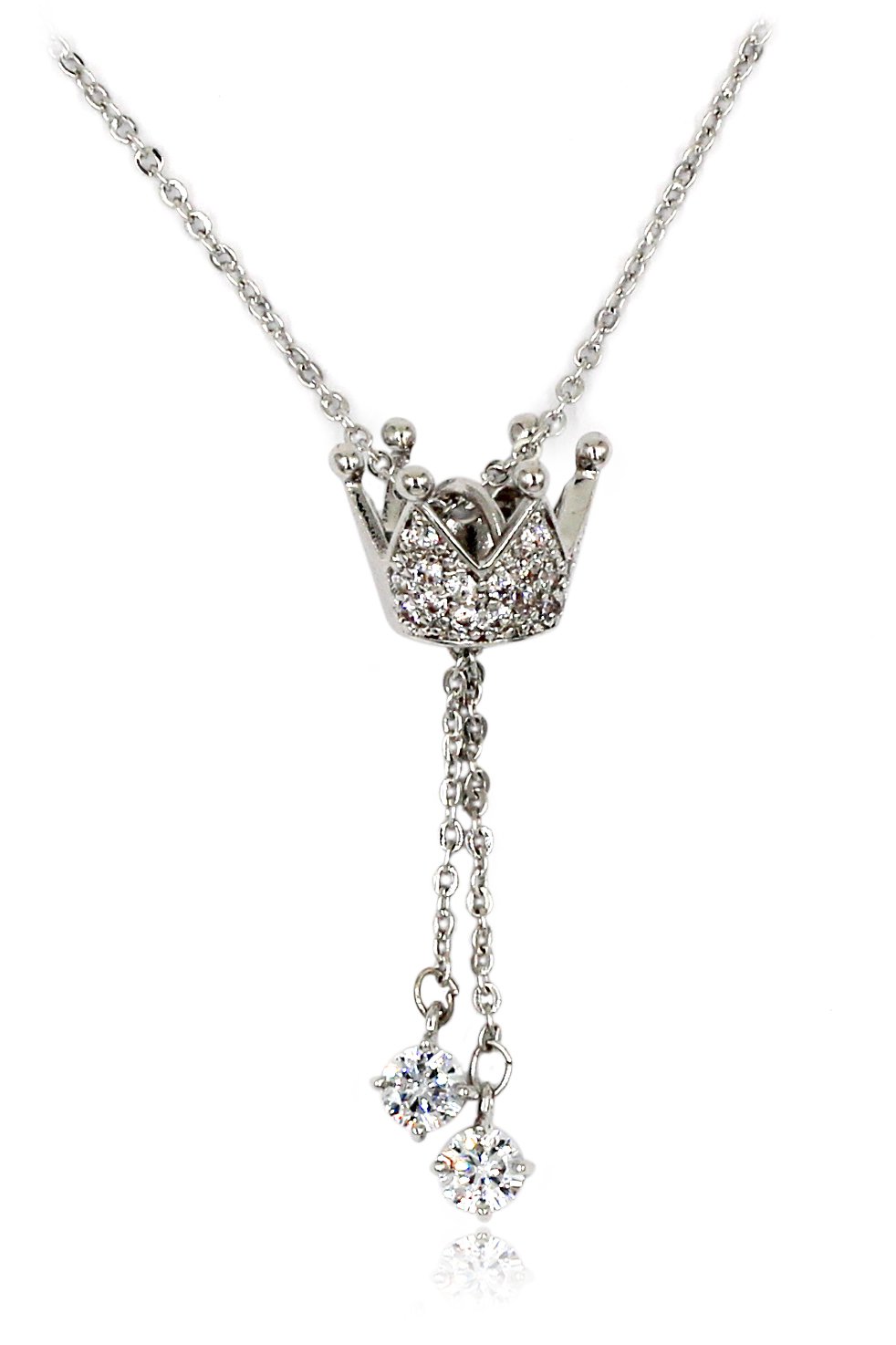 Little crown pendant crystal Sterling Silver Chain necklace