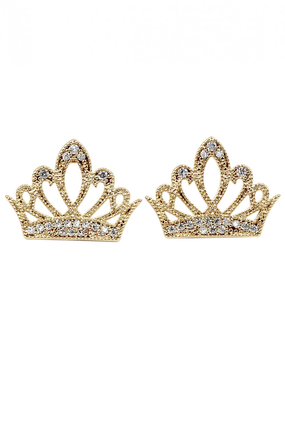 Fashion nestle ear crown crystal gold earrings