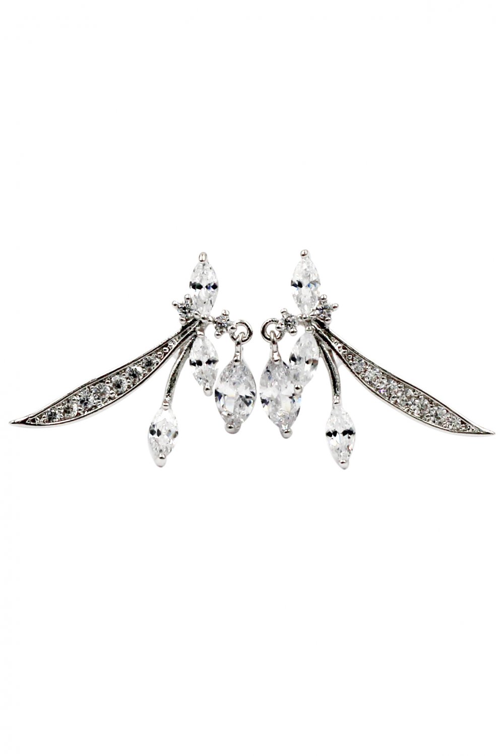 Lovely little crystal dragonfly silver earrings