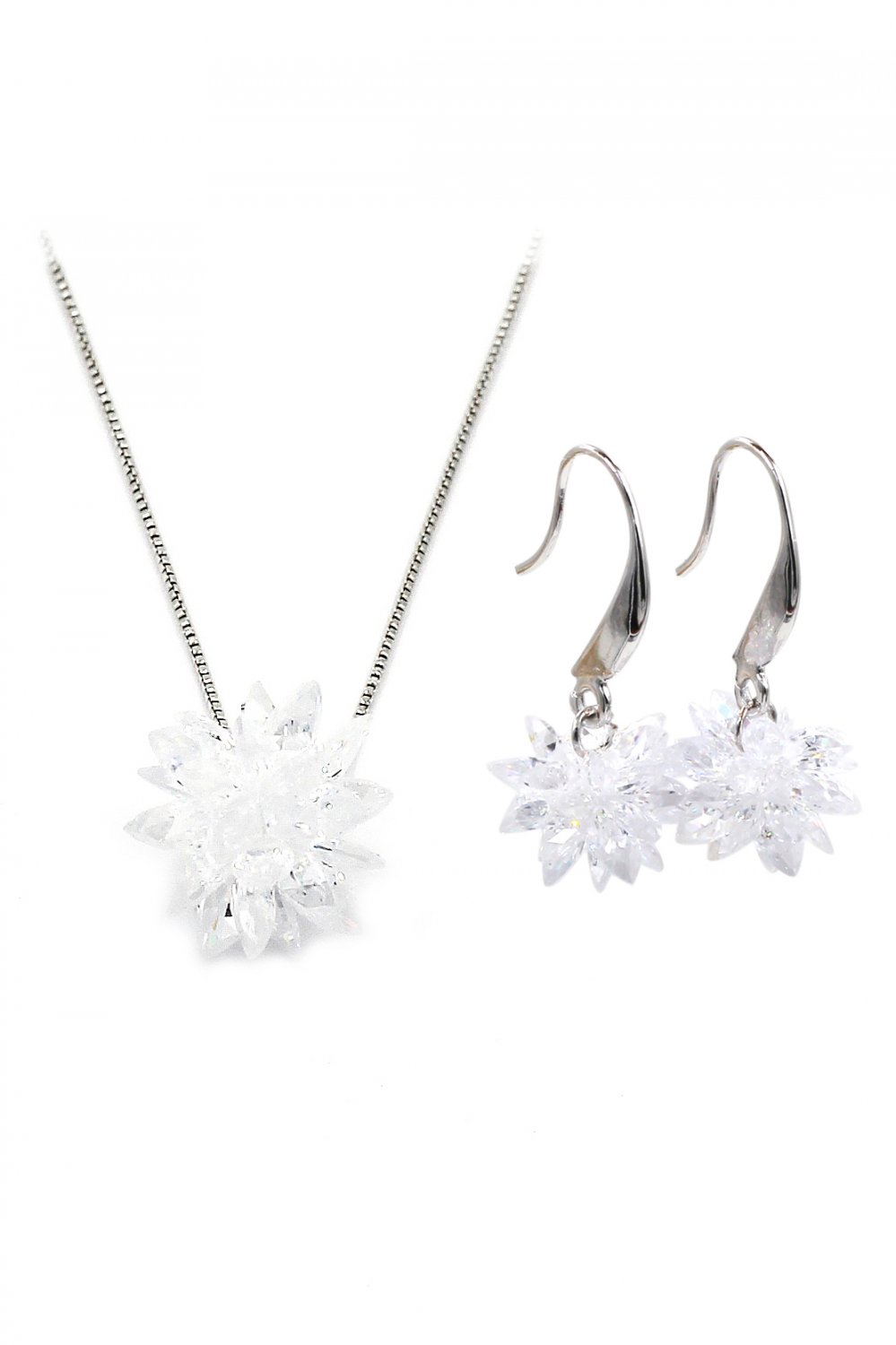 Fashion snowflake silver necklace pendant earrings set
