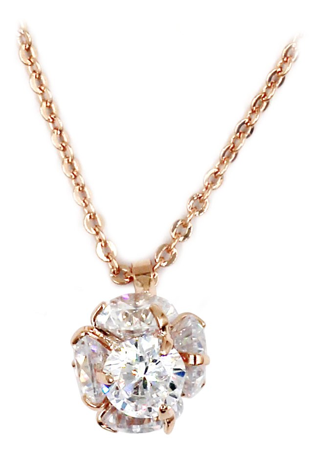 Mini crystal ball rose gold necklace