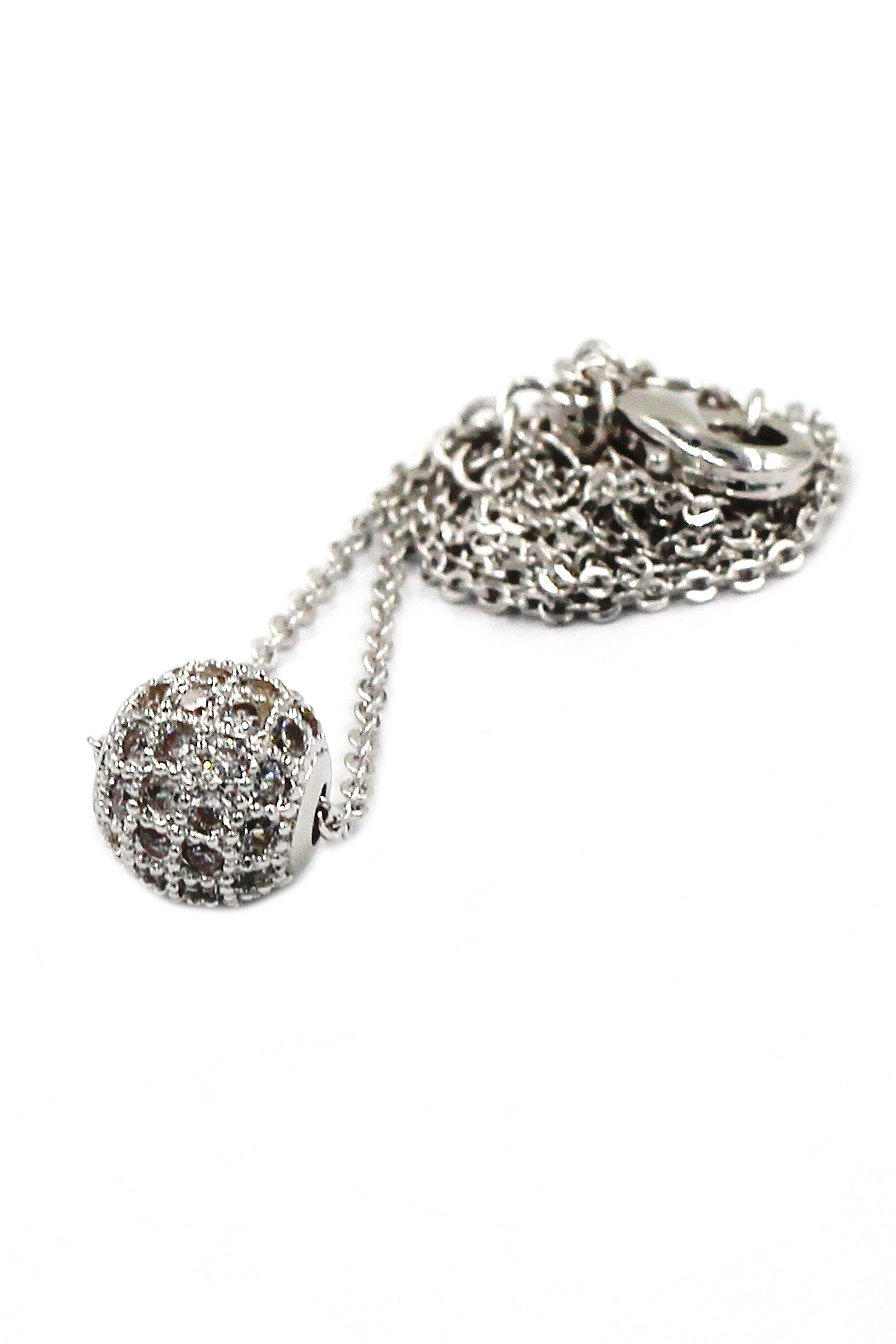 Lucky small crystal ball clavicle Sterling Silver Chain silver necklace