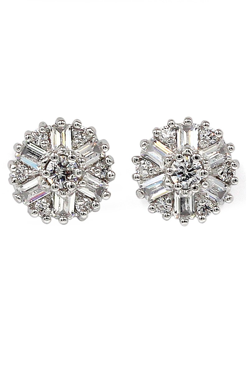 Fashion small lady crystal silver earrings