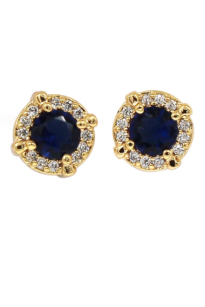 Simple golden blue crystal earrings