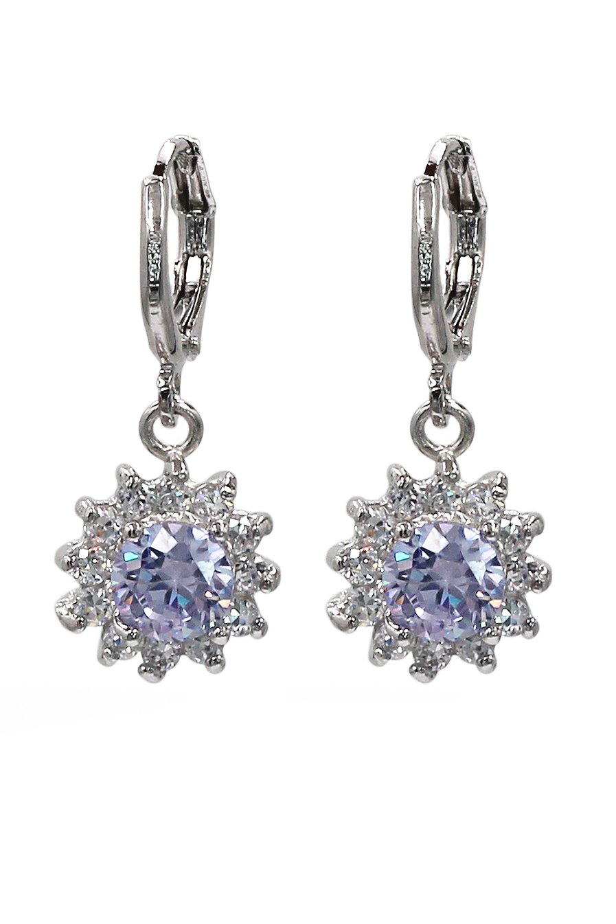 Lovely pendant color crystal sun silver earrings