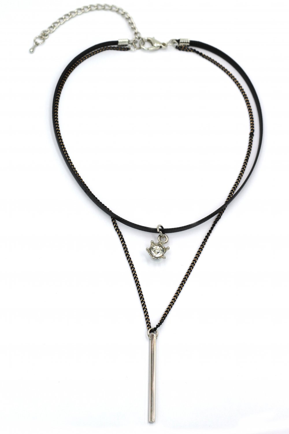 Fashion double-chain crystal pot pendant choker