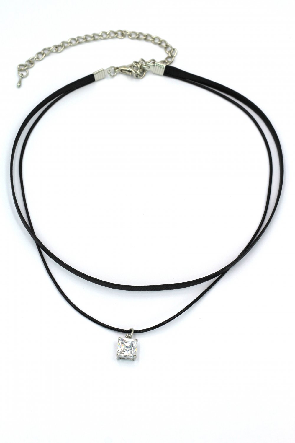 Fashion double-chain singel square crystal choker