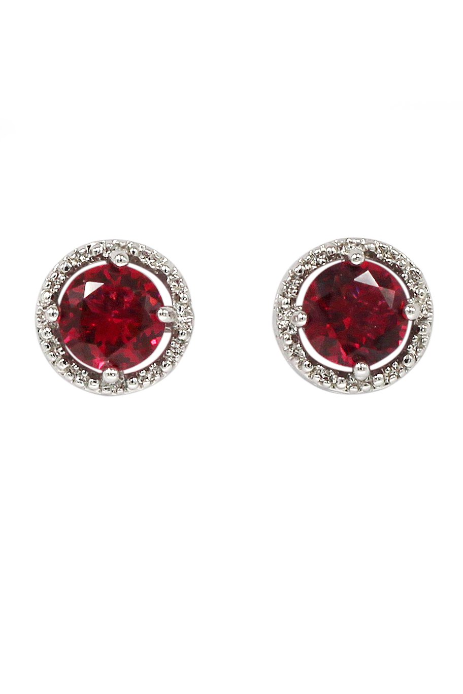 Simple silver red crystal earrings