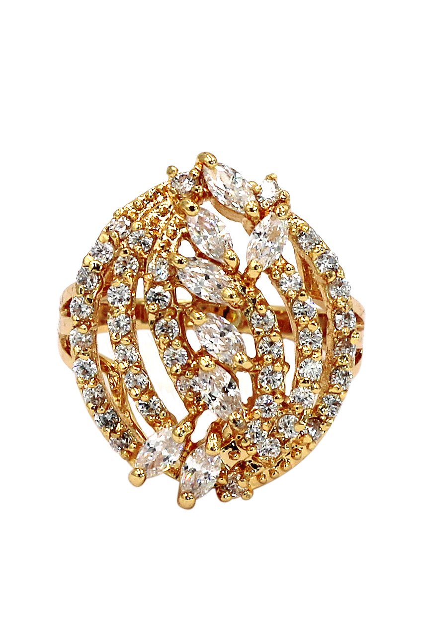Shining small crystal gold ring