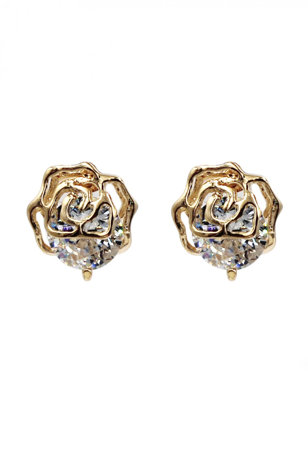 Fashion golden rose crystal earrings