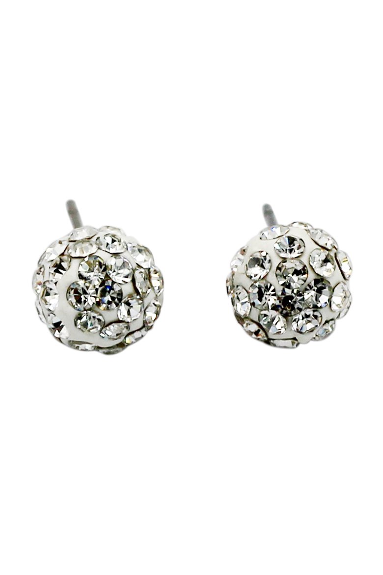 White ball ornament crystal earrings
