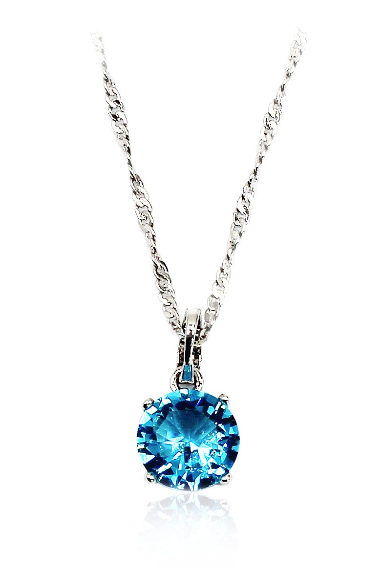 Fashion clear blue crystal silver necklace