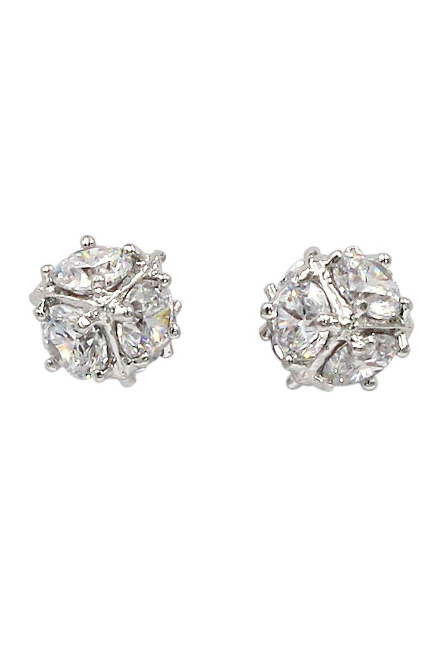 Small crystal ball silver stud earrings