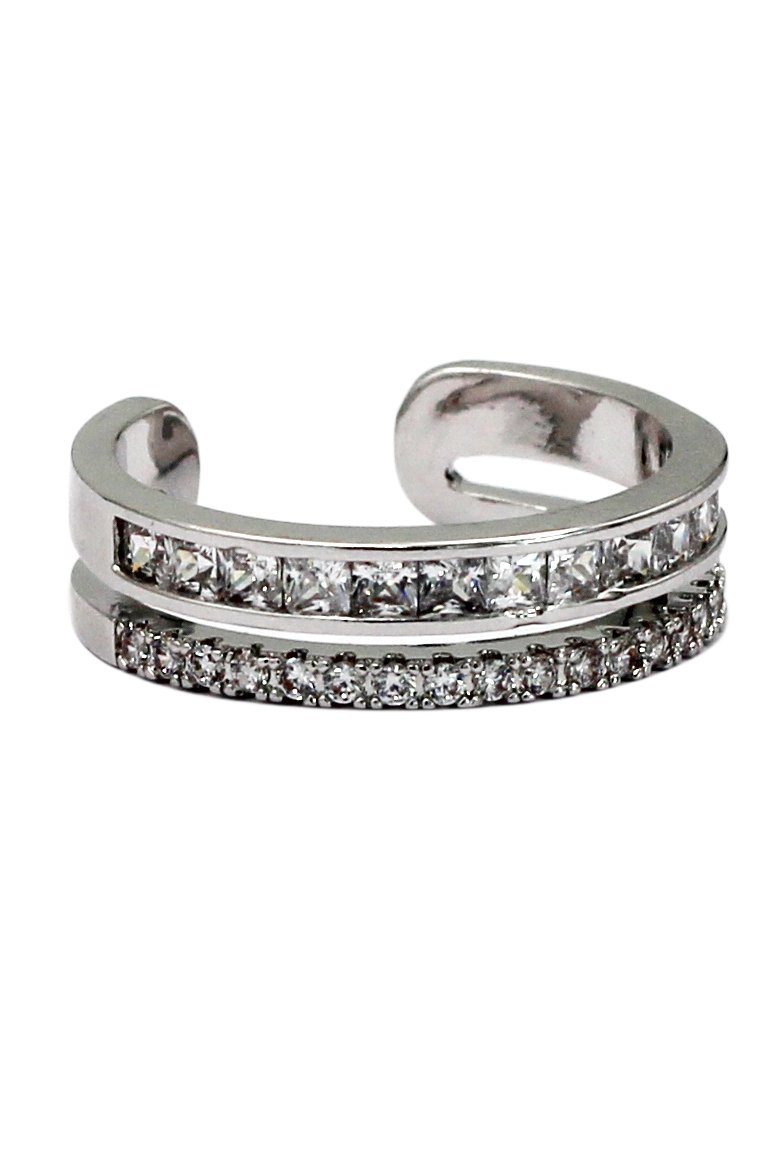 Micro pave small crystal silver ring