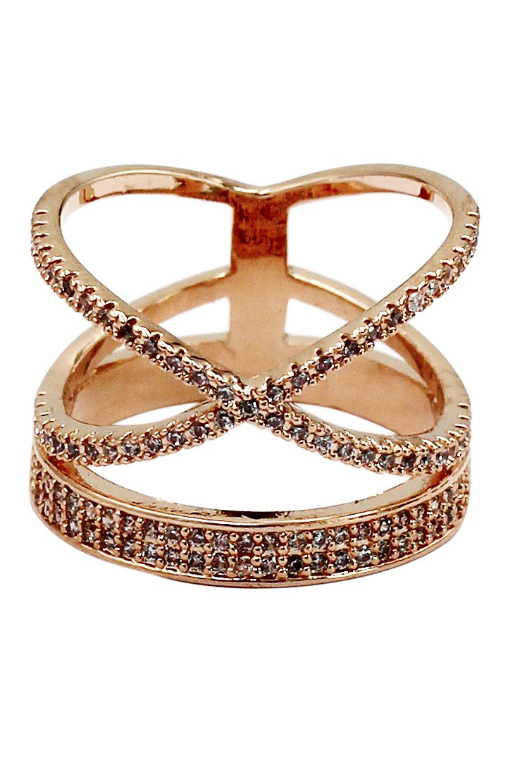 Fashion hat crystal rose gold ring