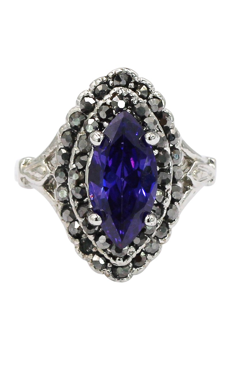 Current purple crystal silver ring