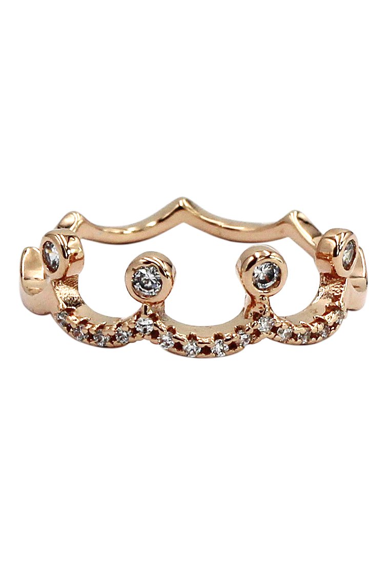 Small crown rose gold mosaic crystal ring