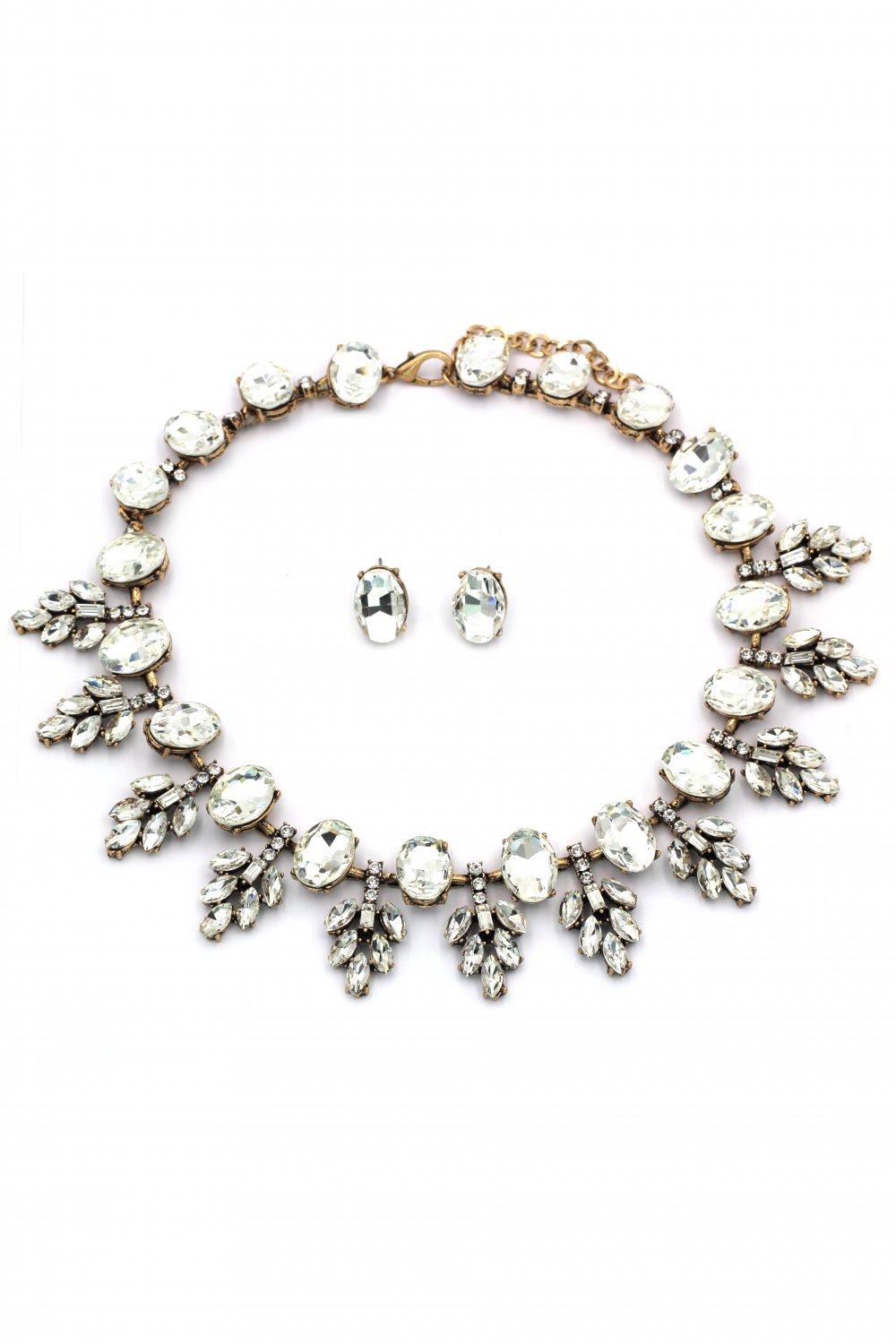 Fashion transparent crystal golden necklace set