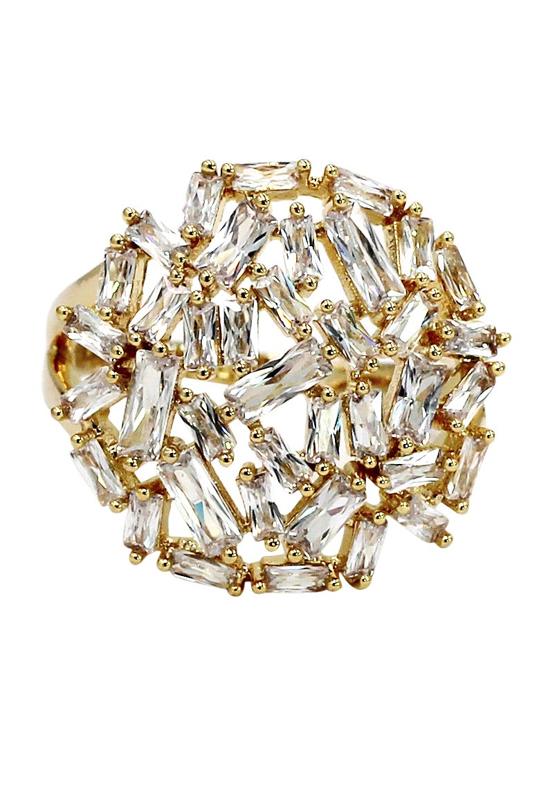 Fashion small square crystal gold ring