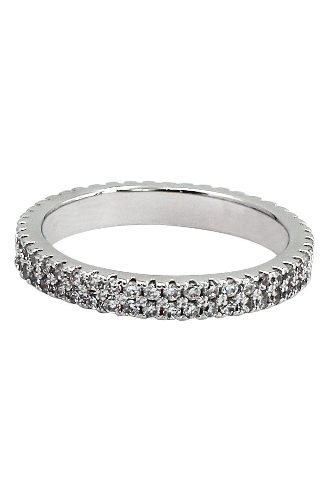 Micro - inlaid small crystal silver ring