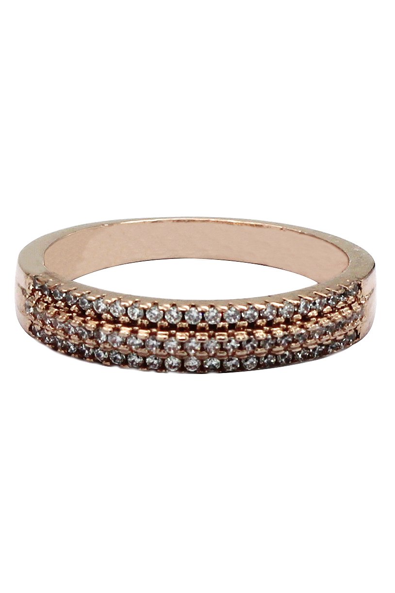 Fashion rose gold mosaic small crystal ring