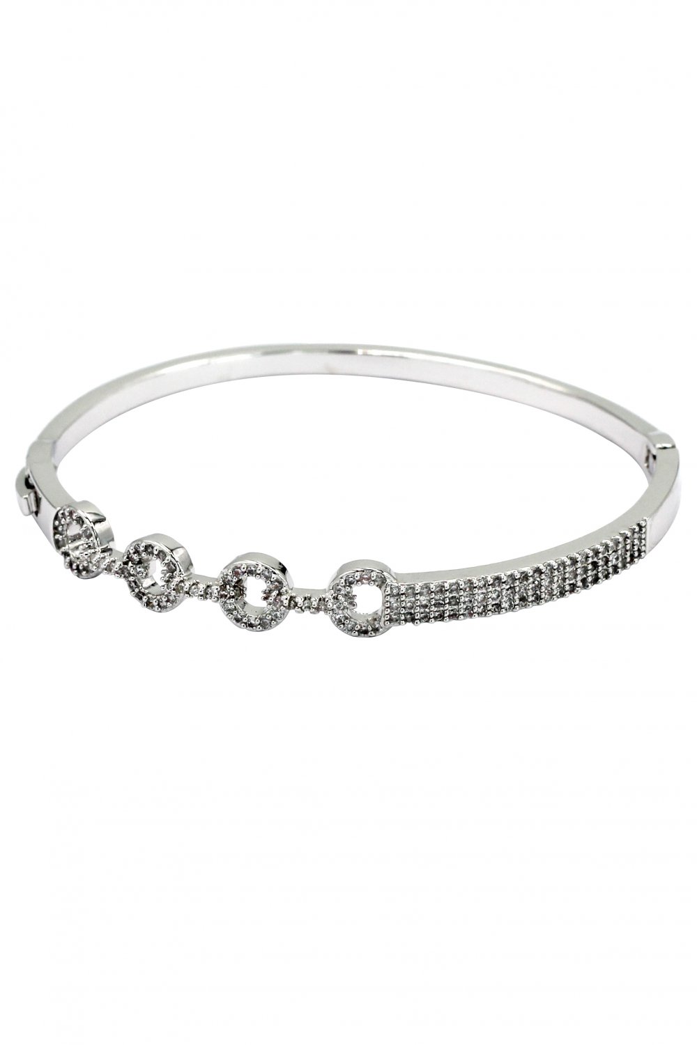 Fashion circle inlaid small crystal silver bracelet