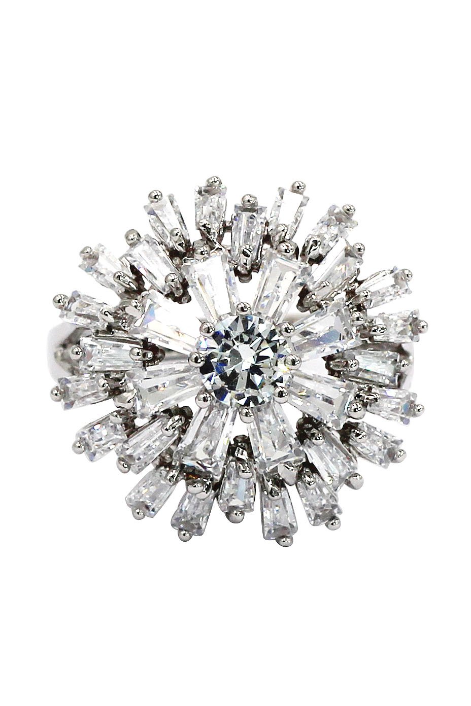Lady sparkling silver crystal ring