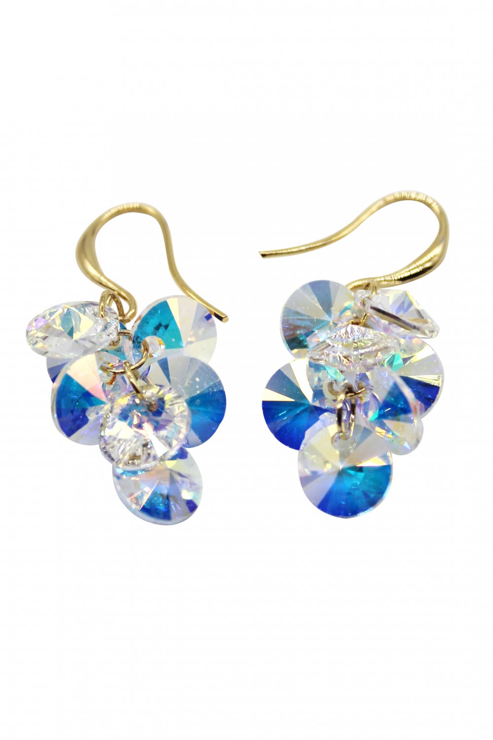 Sparkling swarovski crystal gold earrings