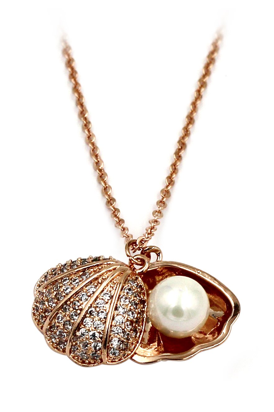 Pearl shell rose gold necklace