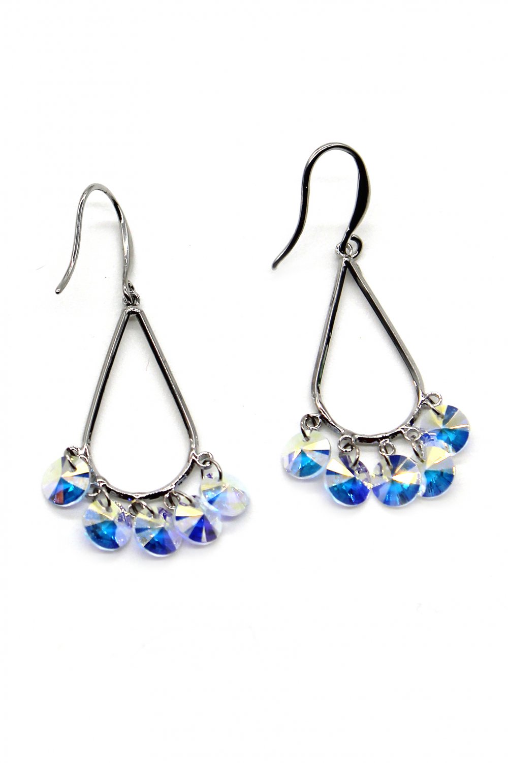 Sector drop swarovski crystal silver earrings